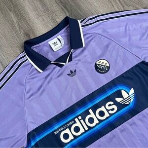 Adidas Blokepop Loose Fit Jersey Polo Shirt Men's Size L‎ Purple Soccer Collared